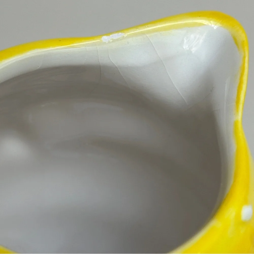 Pier 1 Imports Hand Painted Dolomite‎ Yellow Bee Honeycomb Creamer - Picture 10 of 15